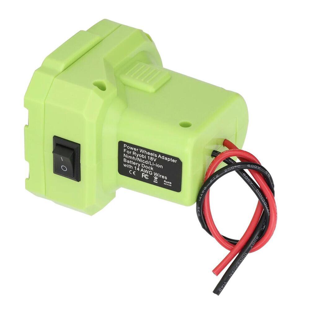 Power Wheels Adapter for Ryobi 18V Battery Dock Connector with Switch 14AWG Wire